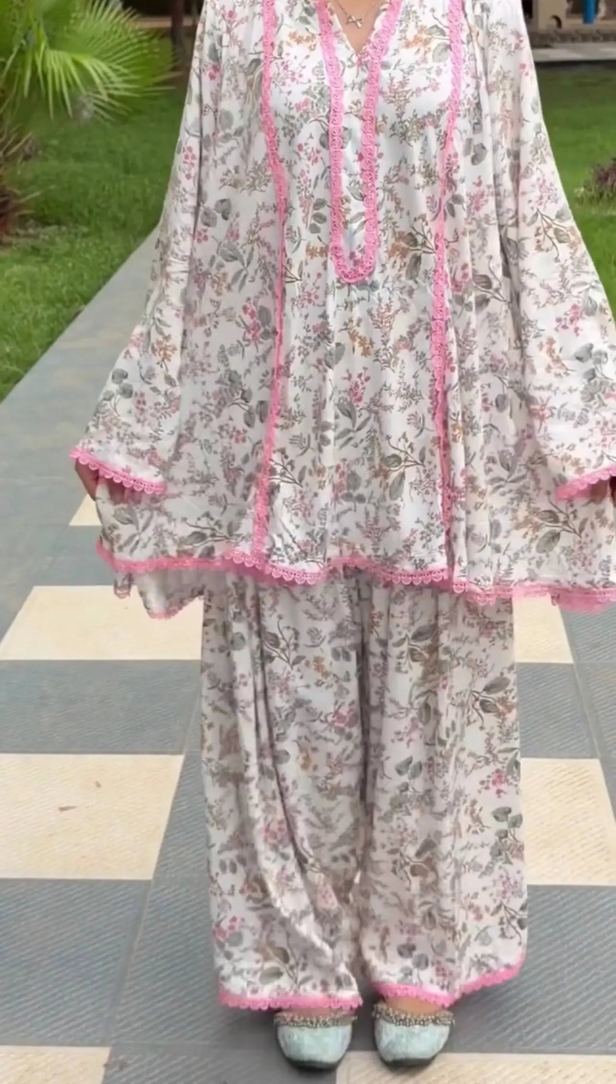 Ivory Floral Farshi Suit