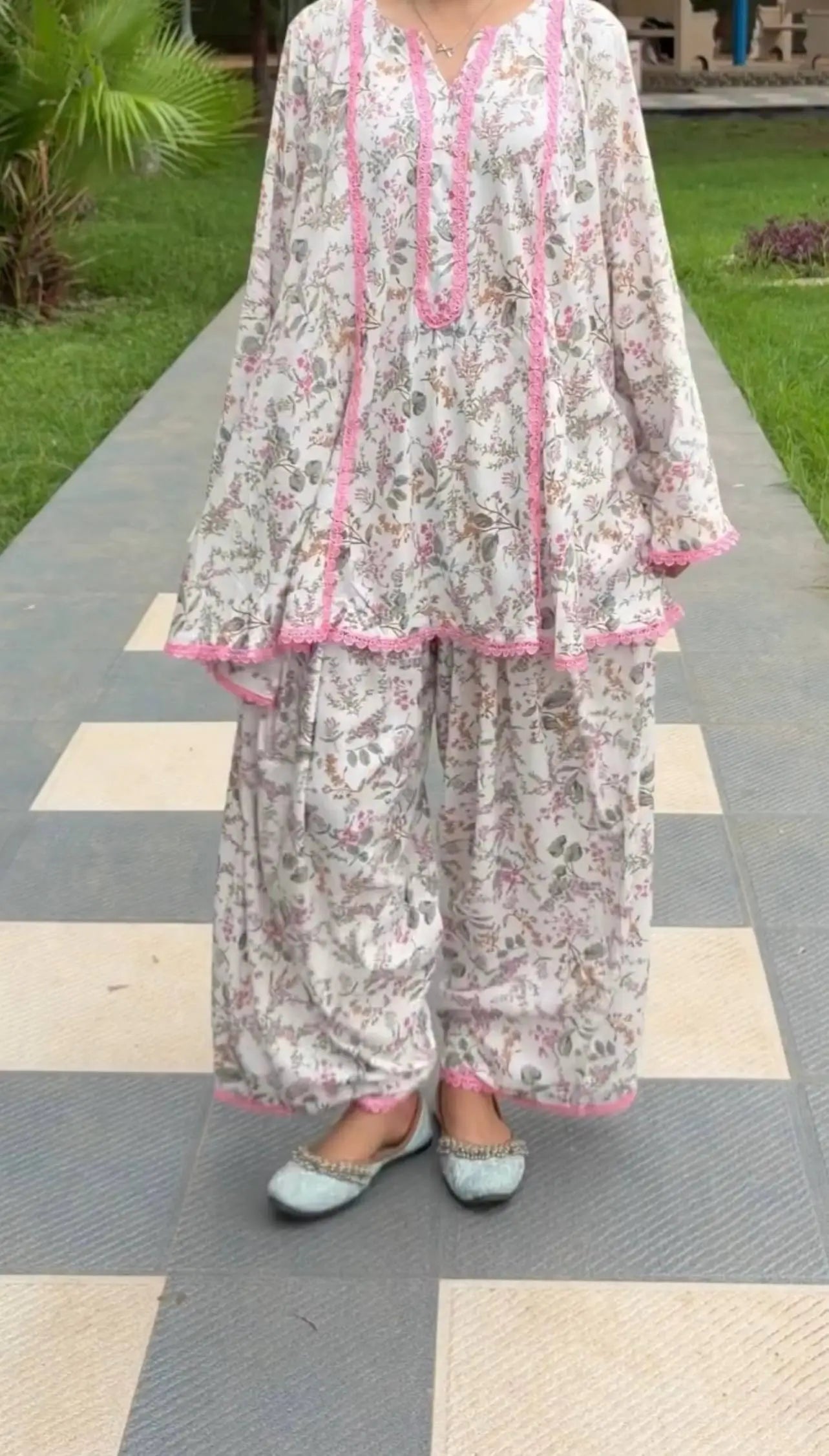 Ivory Floral Farshi Suit