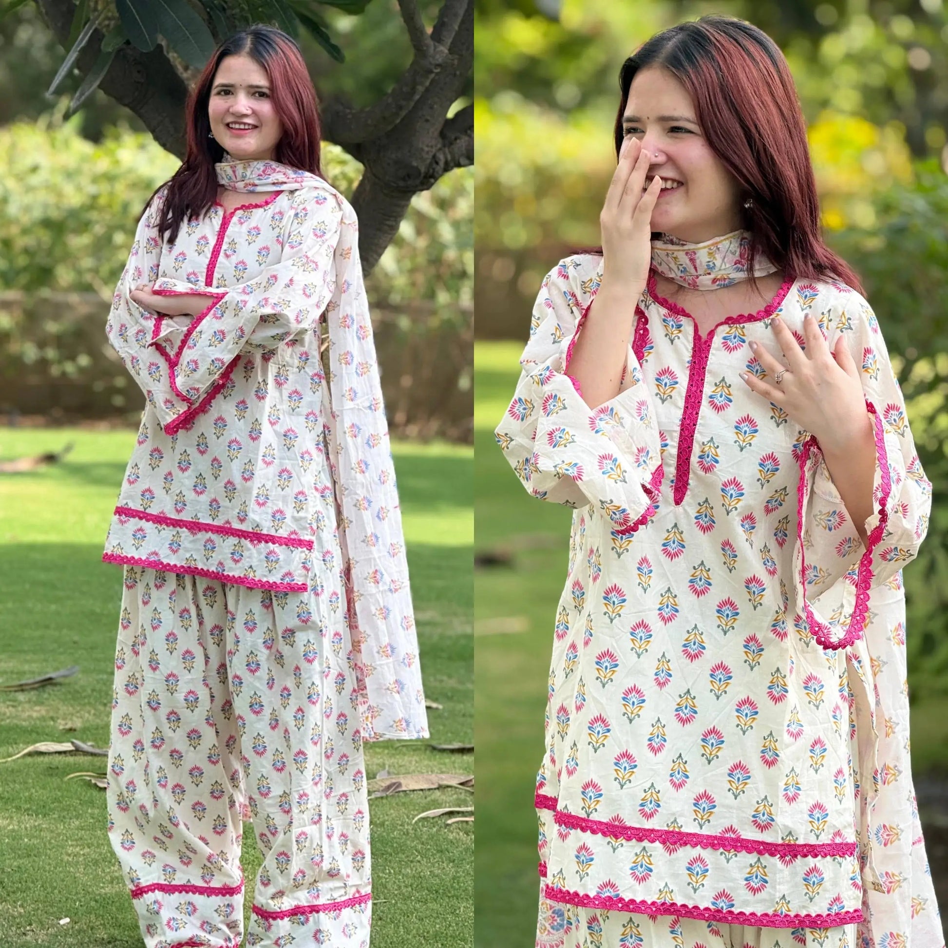 Ivory Floral Farshi Suit