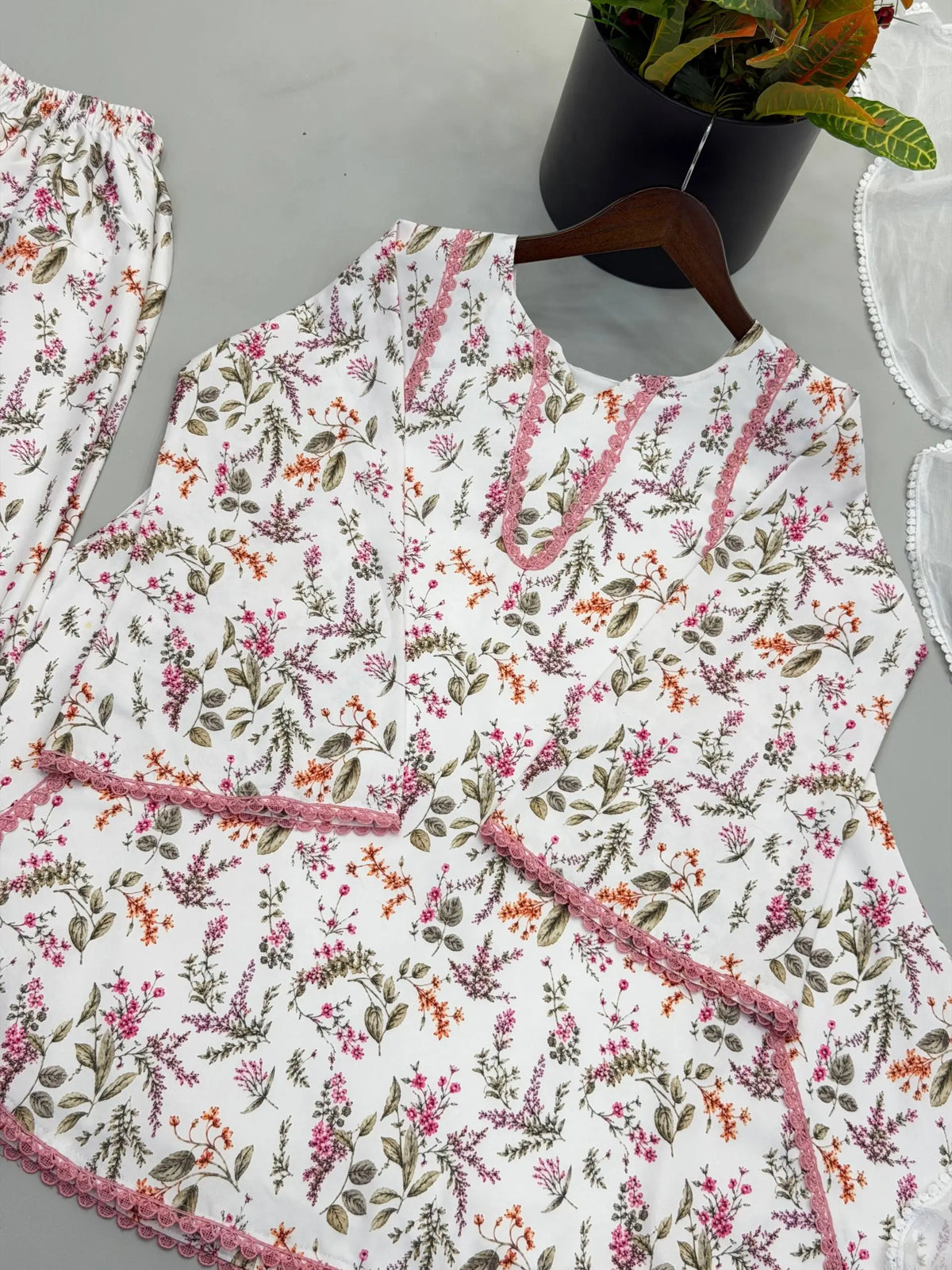 Ivory Floral Farshi Suit