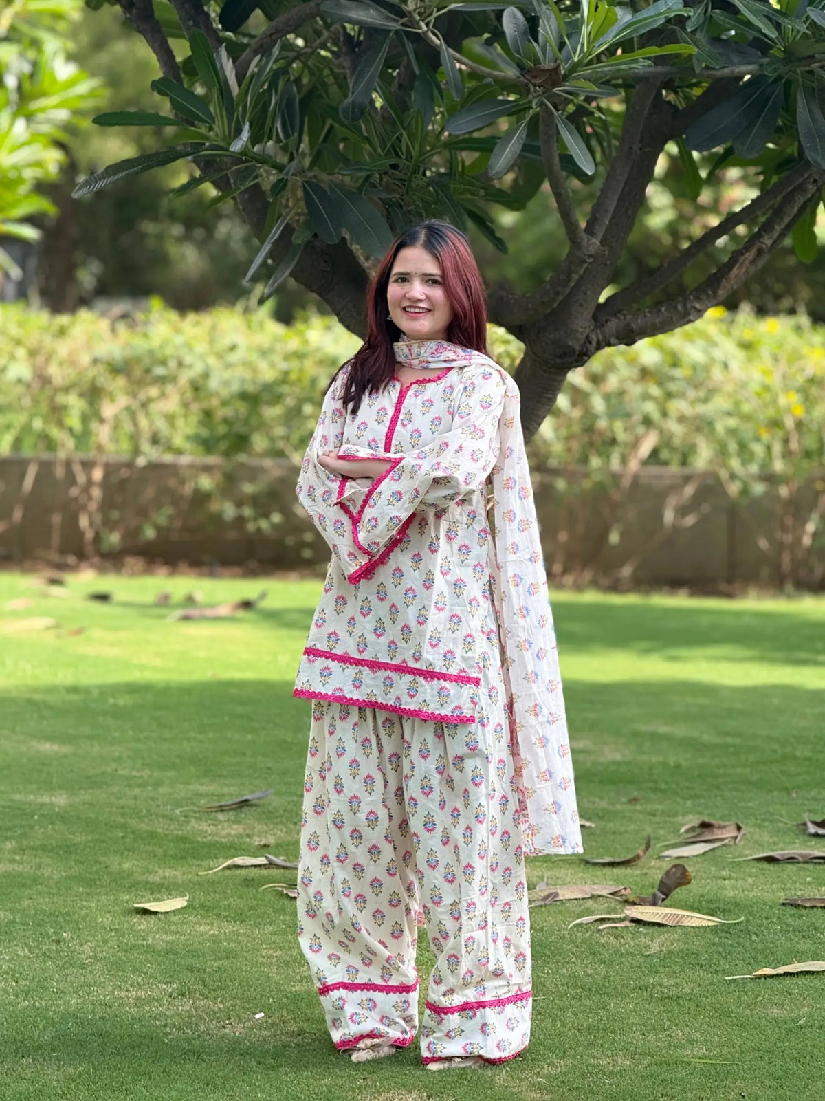 Ivory Floral Farshi Suit