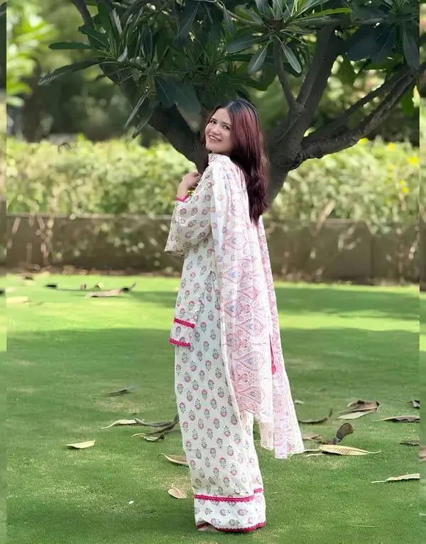 Ivory Floral Farshi Suit