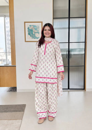 Ivory Floral Farshi Suit