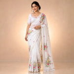 Ivory Floral Khatli Saree