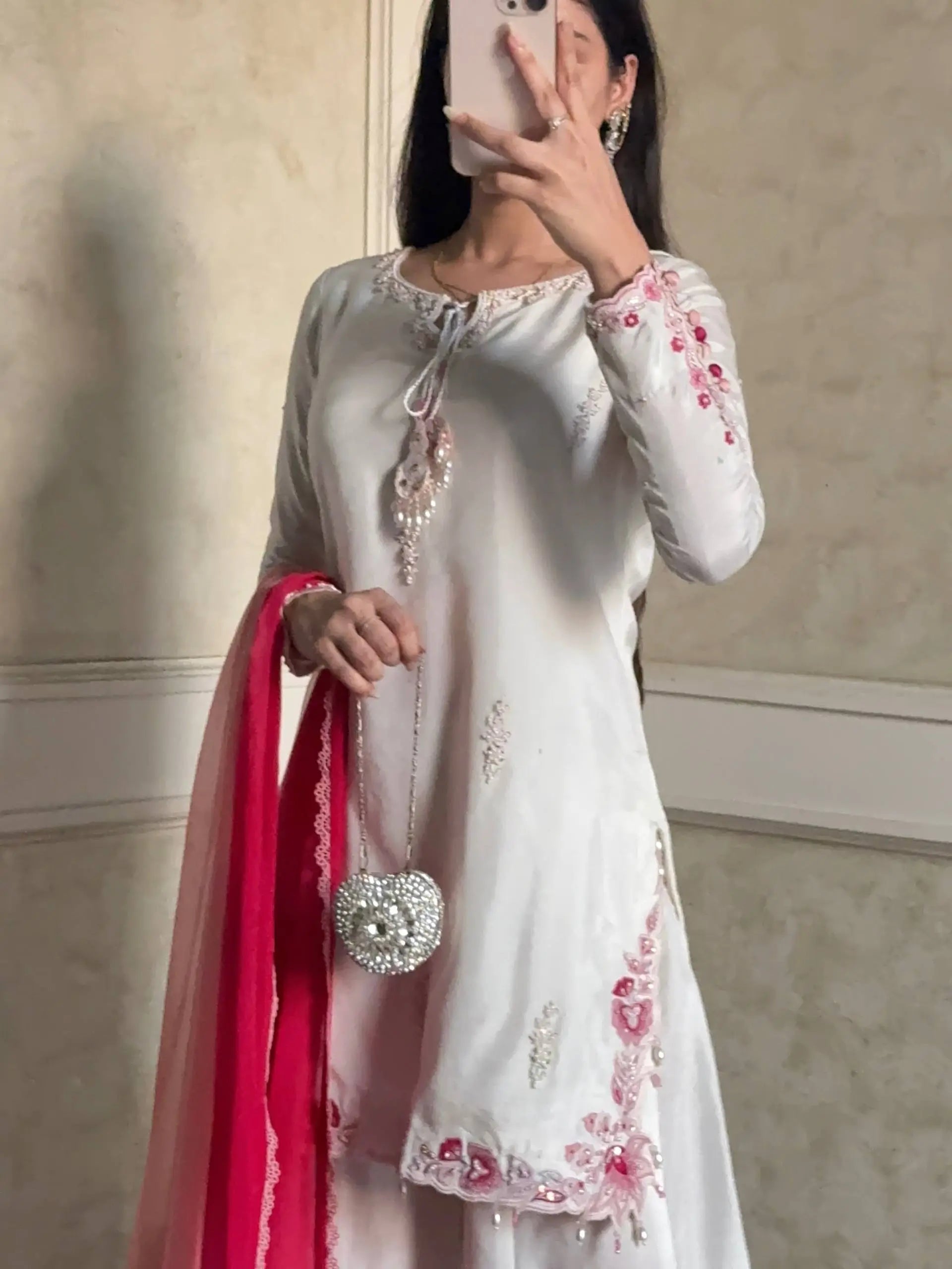 Ivory Floral Moti Sharara