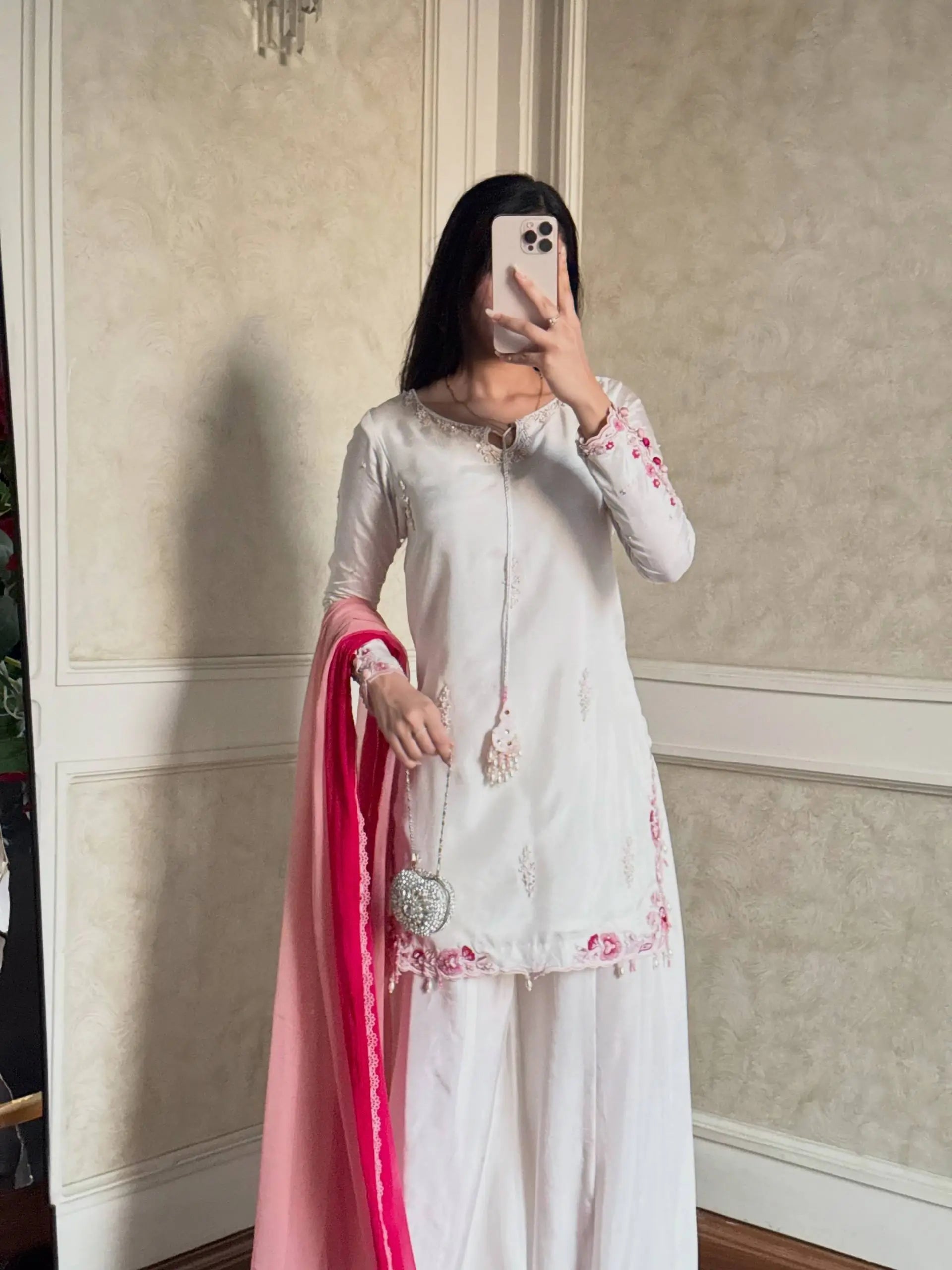 Ivory Floral Moti Sharara