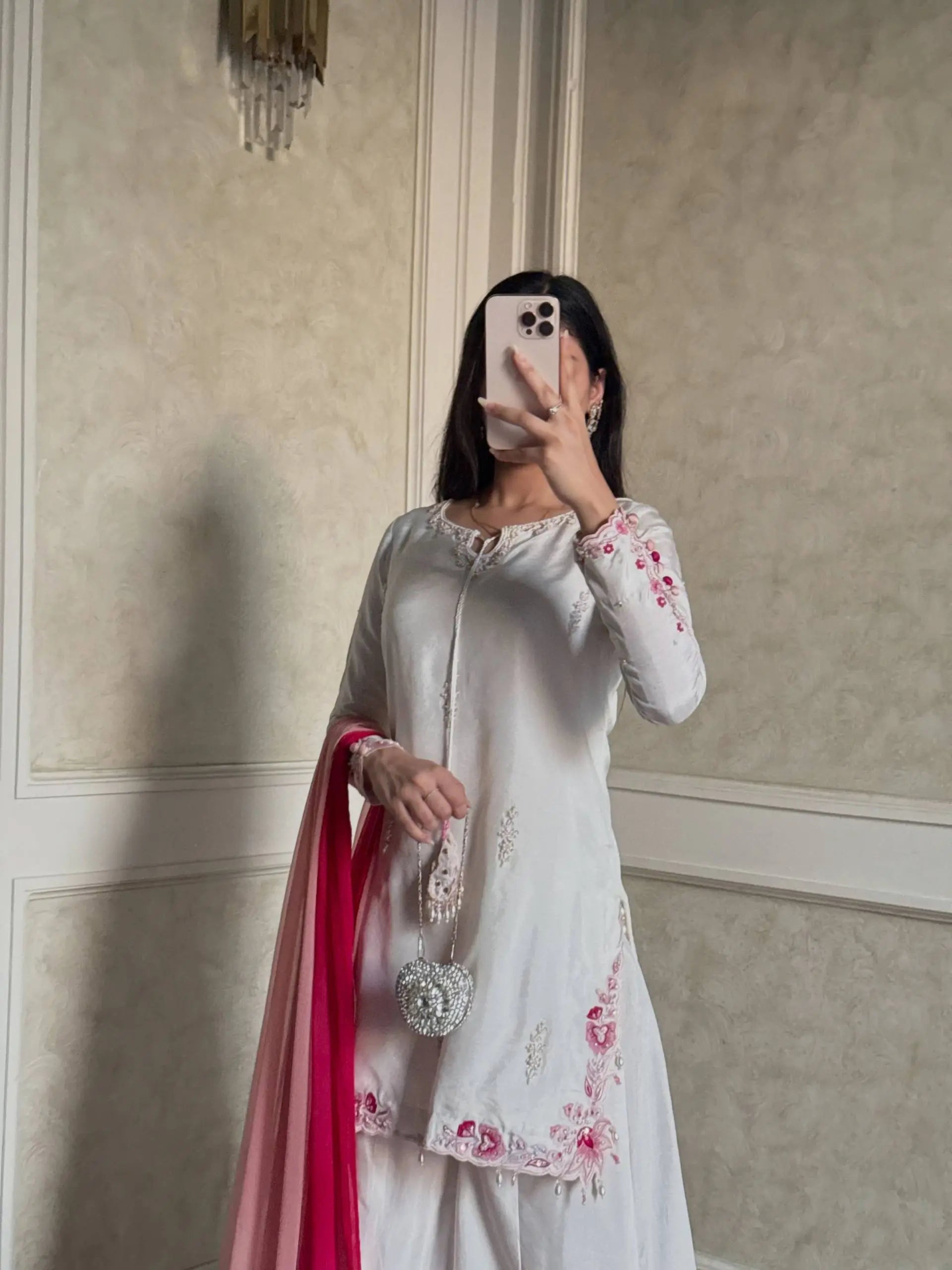 Ivory Floral Moti Sharara
