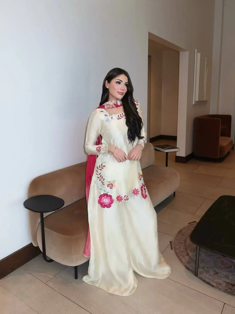 Ivory Floral Moti Sharara
