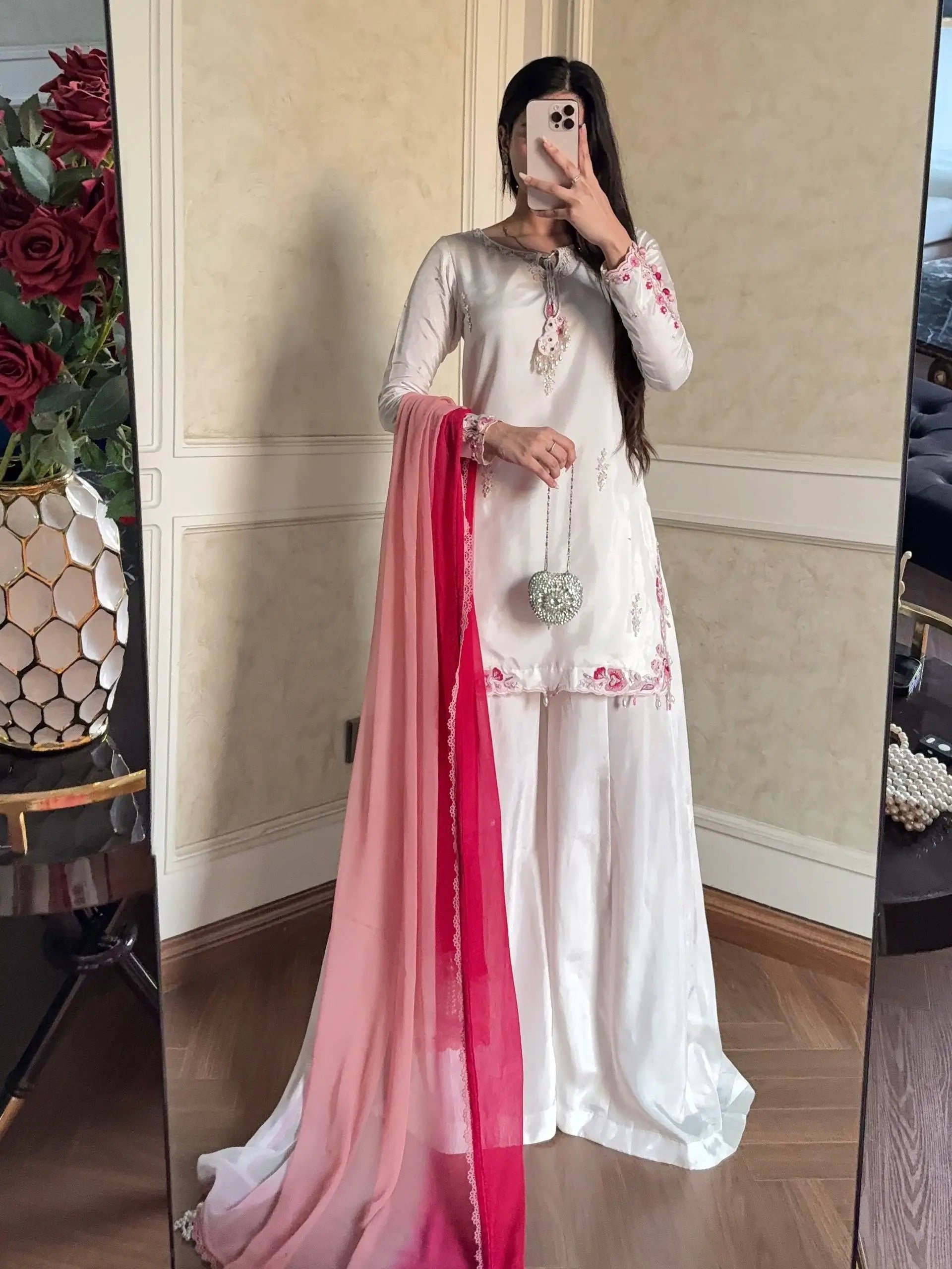 Ivory Floral Moti Sharara