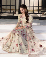 Ivory Floral Peplum Sharara Set