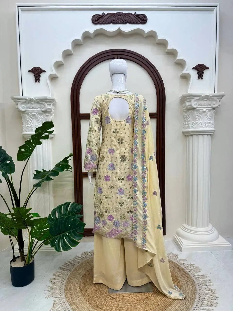 Ivory Floral Sequin Kurta