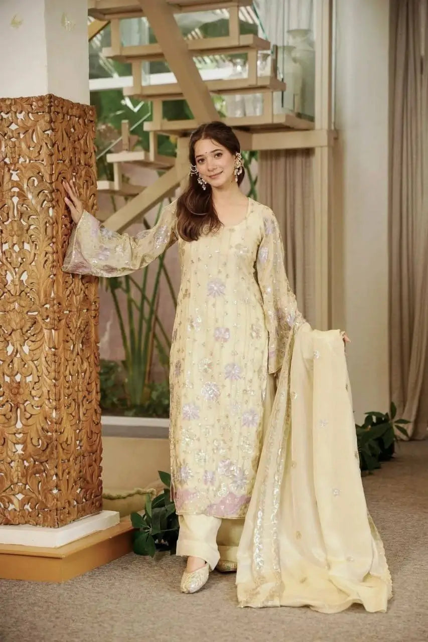 Ivory Floral Sequin Kurta