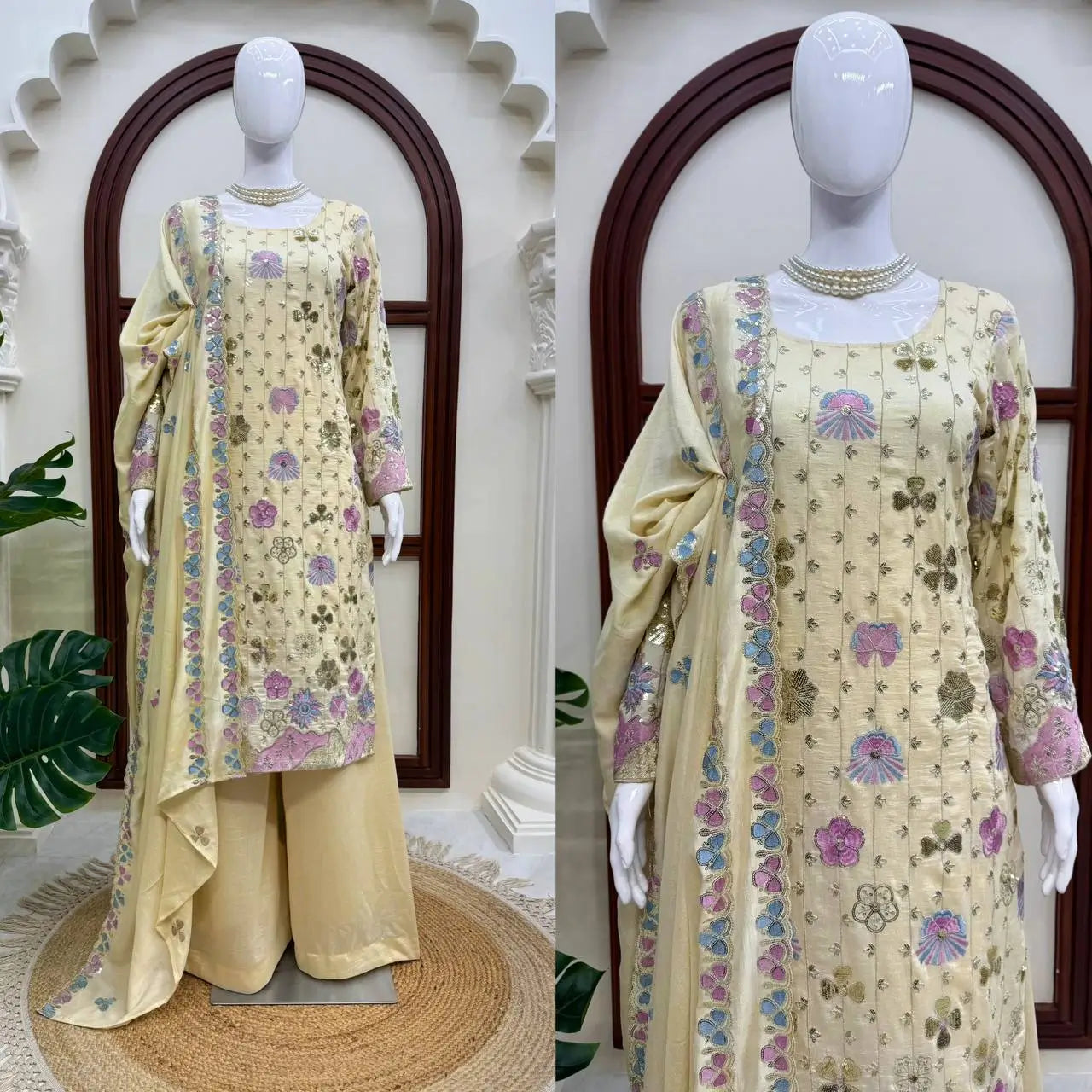 Ivory Floral Sequin Kurta