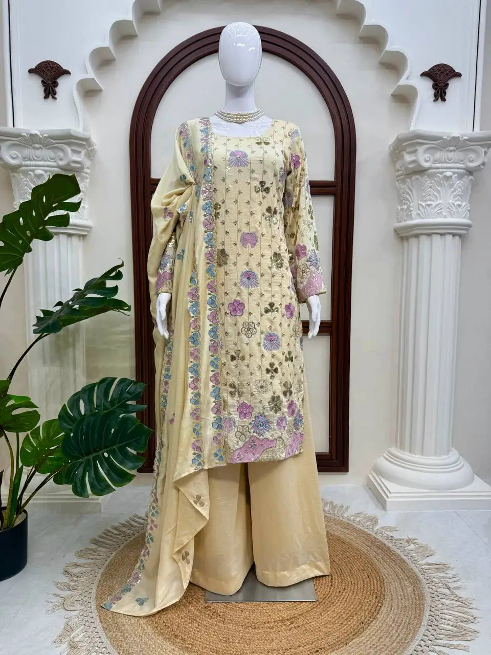 Ivory Floral Sequin Kurta