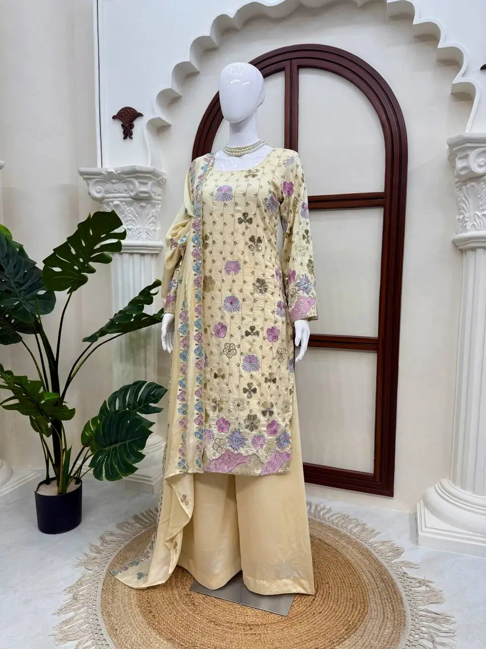 Ivory Floral Sequin Kurta