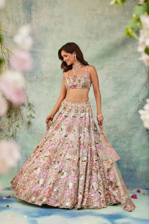 Ivory Floral Zari Sequin Lehenga