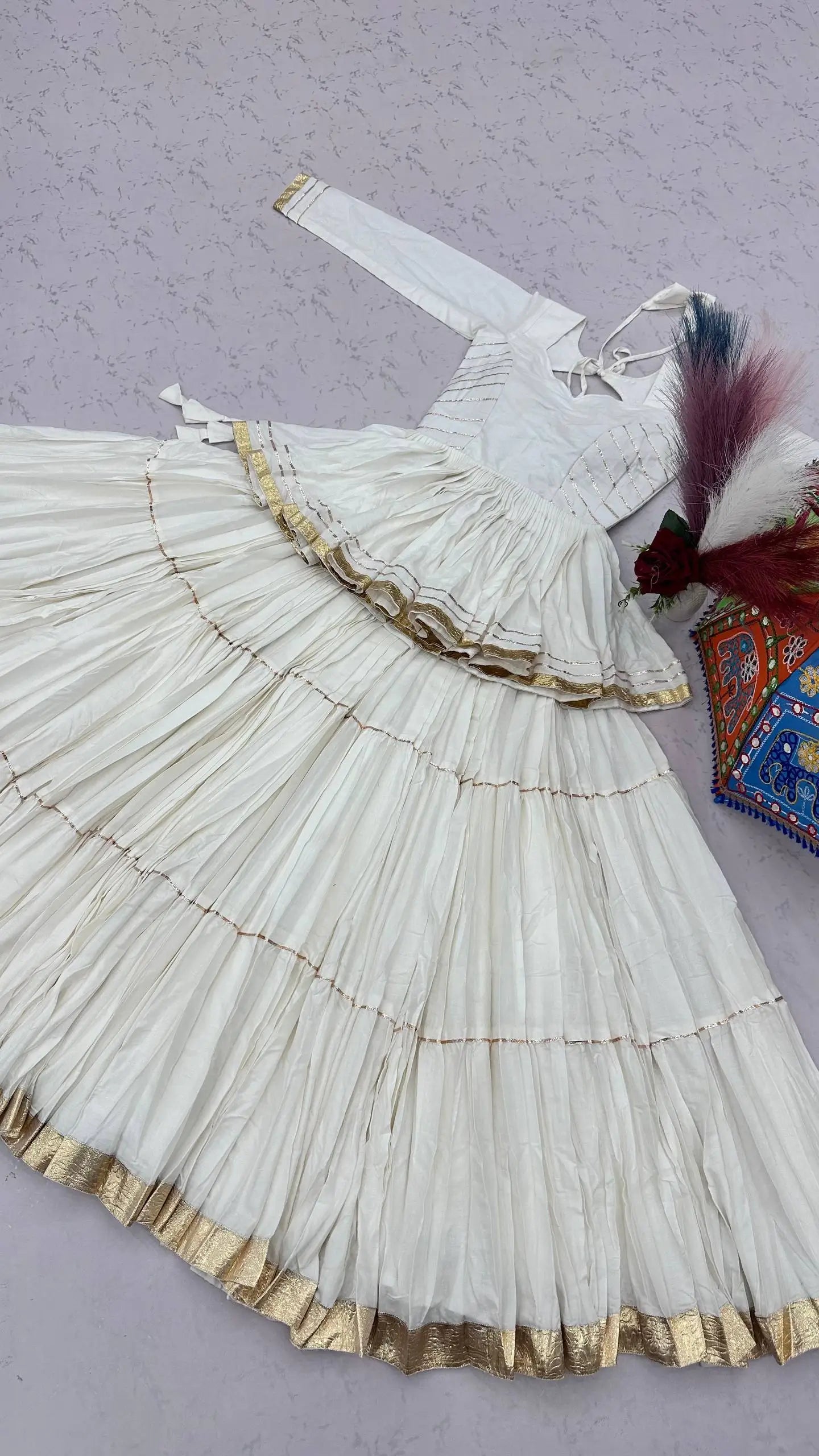 Ivory Gota Kediyu Lehenga Set