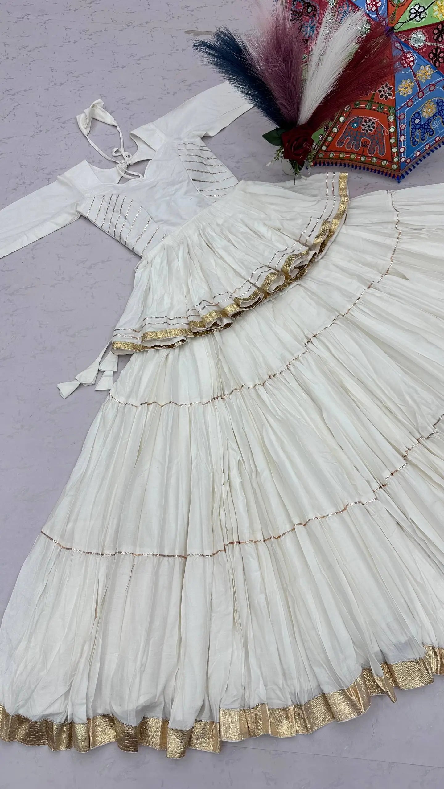 Ivory Gota Kediyu Lehenga Set