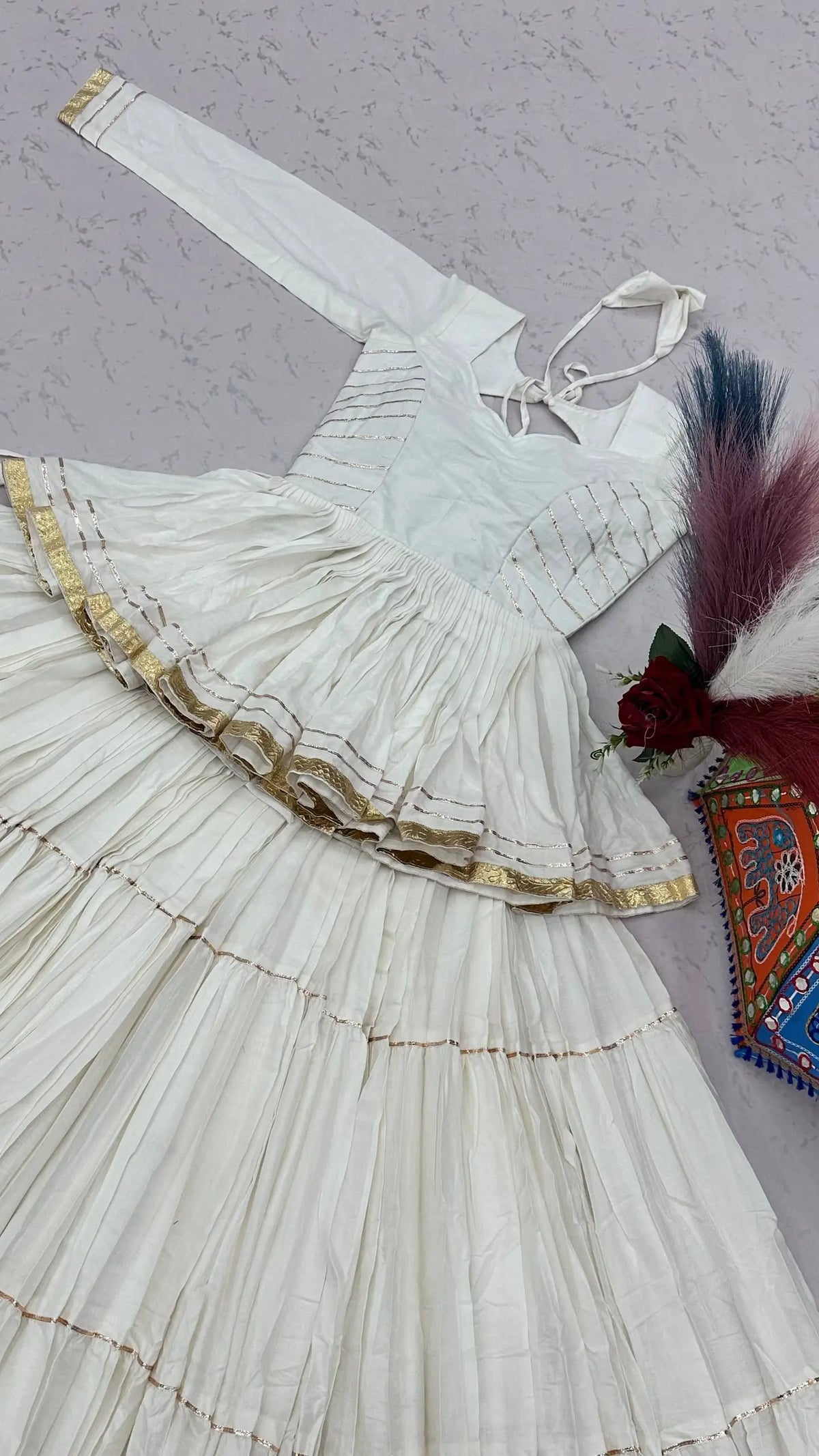 Ivory Gota Kediyu Lehenga Set