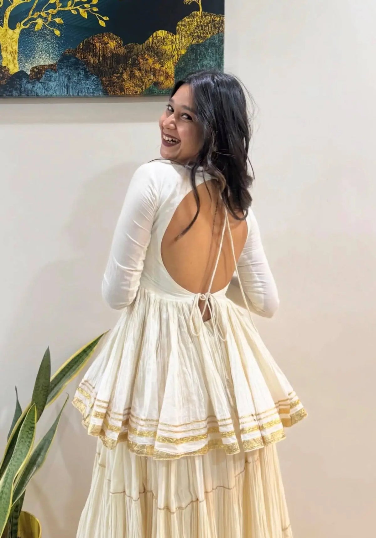 Ivory Gota Kediyu Lehenga Set
