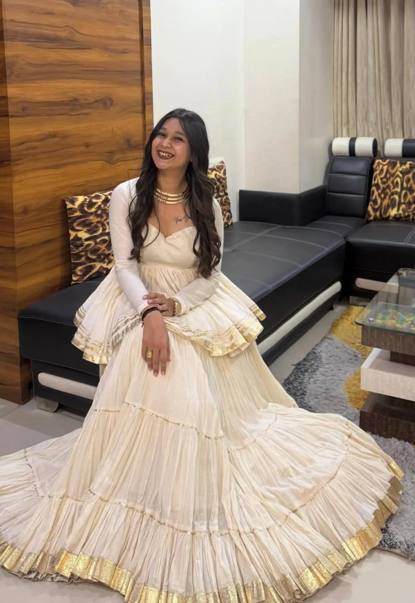 Ivory Gota Kediyu Lehenga Set