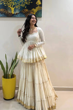 Ivory Gota Kediyu Lehenga Set