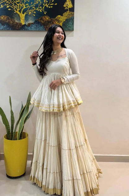 Ivory Gota Kediyu Lehenga Set