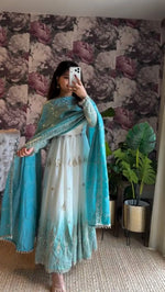 Ivory Grace Star Georgette Anarkali Suit Set for Festive and Formal Wear