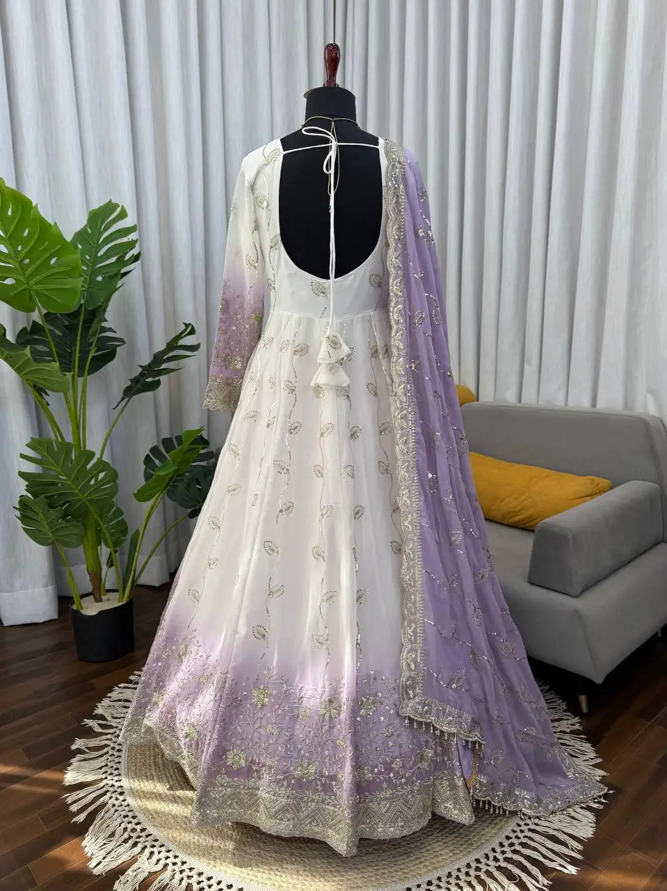 Ivory Grace Star Georgette Anarkali Suit Set for Festive and Formal Wear