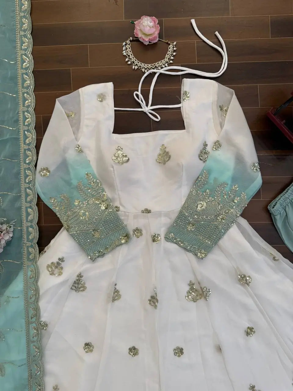 Ivory Grace Star Georgette Anarkali Suit Set for Festive and Formal Wear