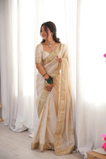 Ivory Handwork Silk Saree