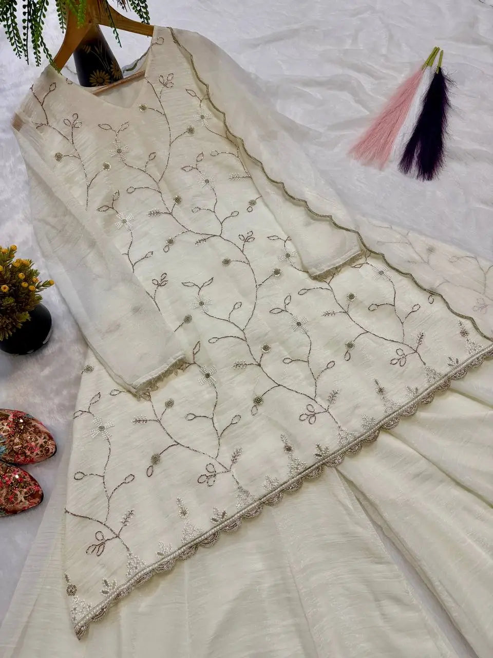 Ivory Lace-Up Sharara Set
