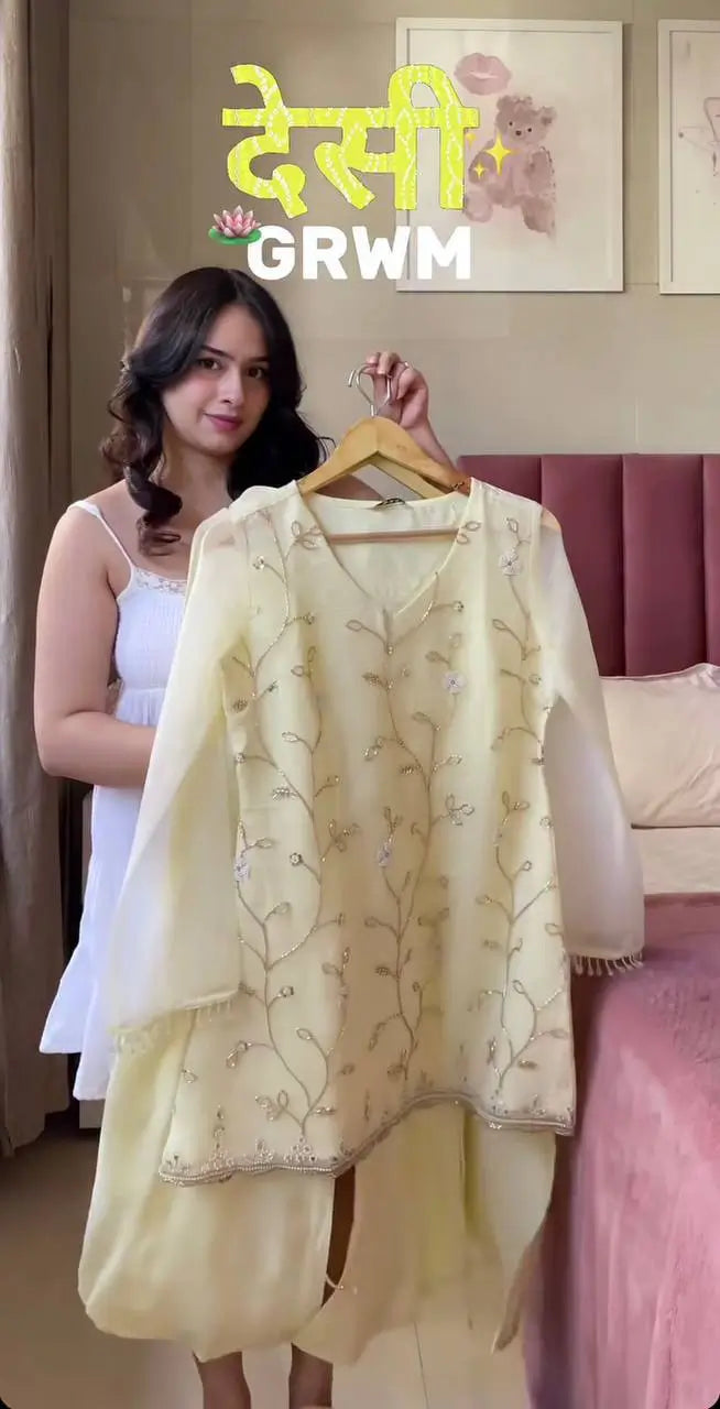 Ivory Lace-Up Sharara Set