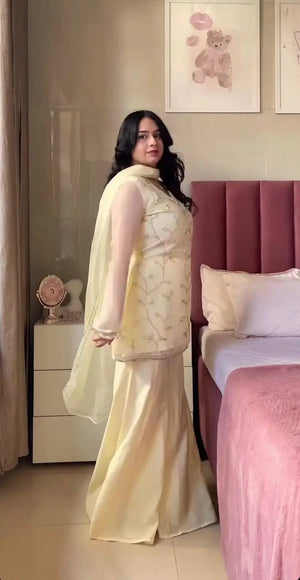 Ivory Lace-Up Sharara Set
