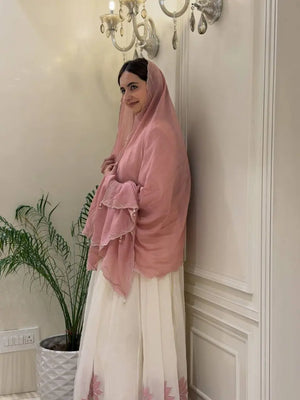 Ivory Lotus Embroidered Anarkali
