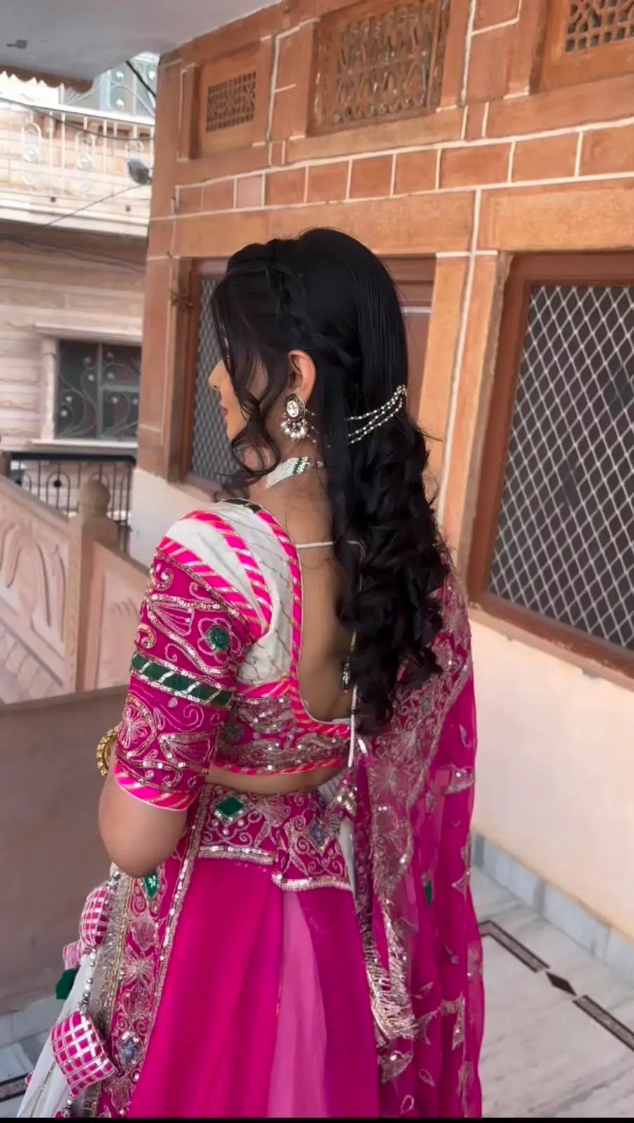 Ivory Magenta Embroidered Lehenga