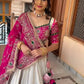 Ivory Magenta Embroidered Lehenga