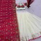 Ivory Magenta Embroidered Lehenga
