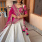 Ivory Magenta Embroidered Lehenga