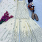 Ivory Natural Crape Embroidered Palazzo Suit with Dupatta | Party & Wedding Wear