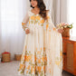 Ivory Organza Floral Print Anarkali with Dupatta