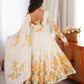 Ivory Organza Floral Print Anarkali with Dupatta