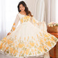 Ivory Organza Floral Print Anarkali with Dupatta