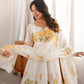 Ivory Organza Floral Print Anarkali with Dupatta