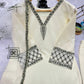 Ivory Pure Natural Crepe Palazzo Set with Black Embroidery and Organza Silk Dupatta for Festive and Elegant Occasions