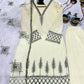 Ivory Pure Natural Crepe Palazzo Set with Black Embroidery and Organza Silk Dupatta for Festive and Elegant Occasions