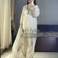 Ivory Pure Natural Crepe Palazzo Set with Black Embroidery and Organza Silk Dupatta for Festive and Elegant Occasions