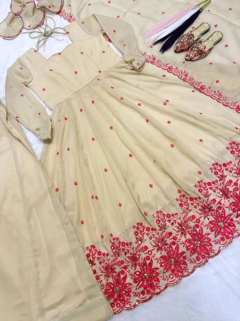 Ivory Rose Embroidered Anarkali