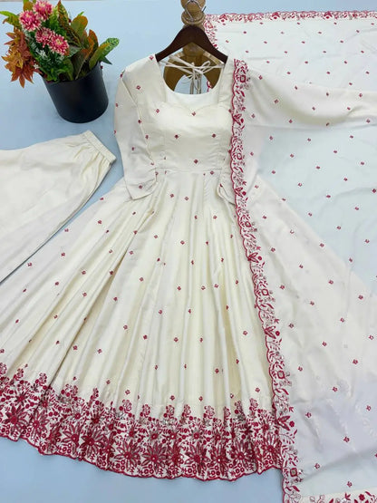 Ivory Rose Embroidered Anarkali