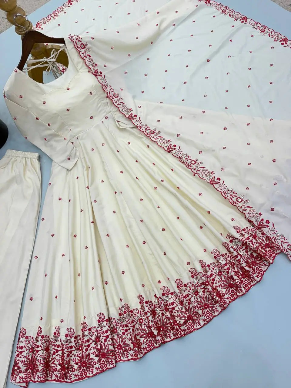Ivory Rose Embroidered Anarkali